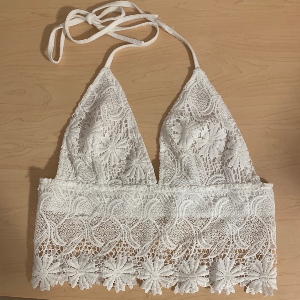 White Crochet Halter Top
